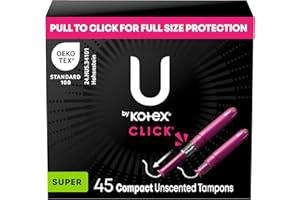 U by Kotex Click Compact Tampons, Super Absorbency, Unscented, 45 Count