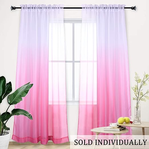 Amazon Com Pink Curtains Ombre Sheer Curtains Teenage Girls