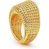 MEHOPE Silver Ring for Women，Imitation Platinum Hollow Out Design Ring，Personality Trend Fashion Ring