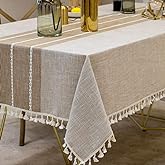 Deep Dream Tablecloths, Waterproof Table Cloth, Linens Wrinkle Free Anti-Fading, Rustic Table Cover Decoration for Kitchen Dinning Party Christmas (Square,55''x55'',4 Seats, Light Coffee)