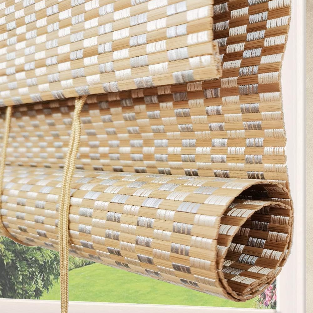LETAU Wood Window Shades Blinds, Bamboo Light Filtering Custom Roman Shades, New Pattern 9: Home & Kitchen