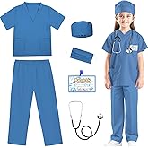 RioRand Doctor Costume for Kids,Toddler Nurse Scrubs with Accessories Christmas Dress Up Cosplay For Boys Girls 3-12 Years