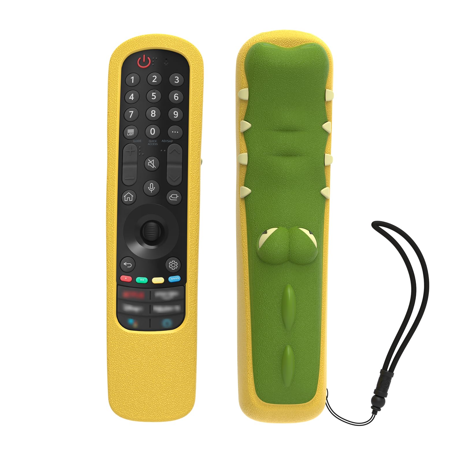 Silicone Remote Control Protective Case Compatible with LG AN-MR24GA/MR23GA/MR22GN/MR21GN, Magic Remote Cover for OLED QLED LG Smart TV 2022/2023/2024, Anti Scratch With Remote Loop(Crocodile-Green)