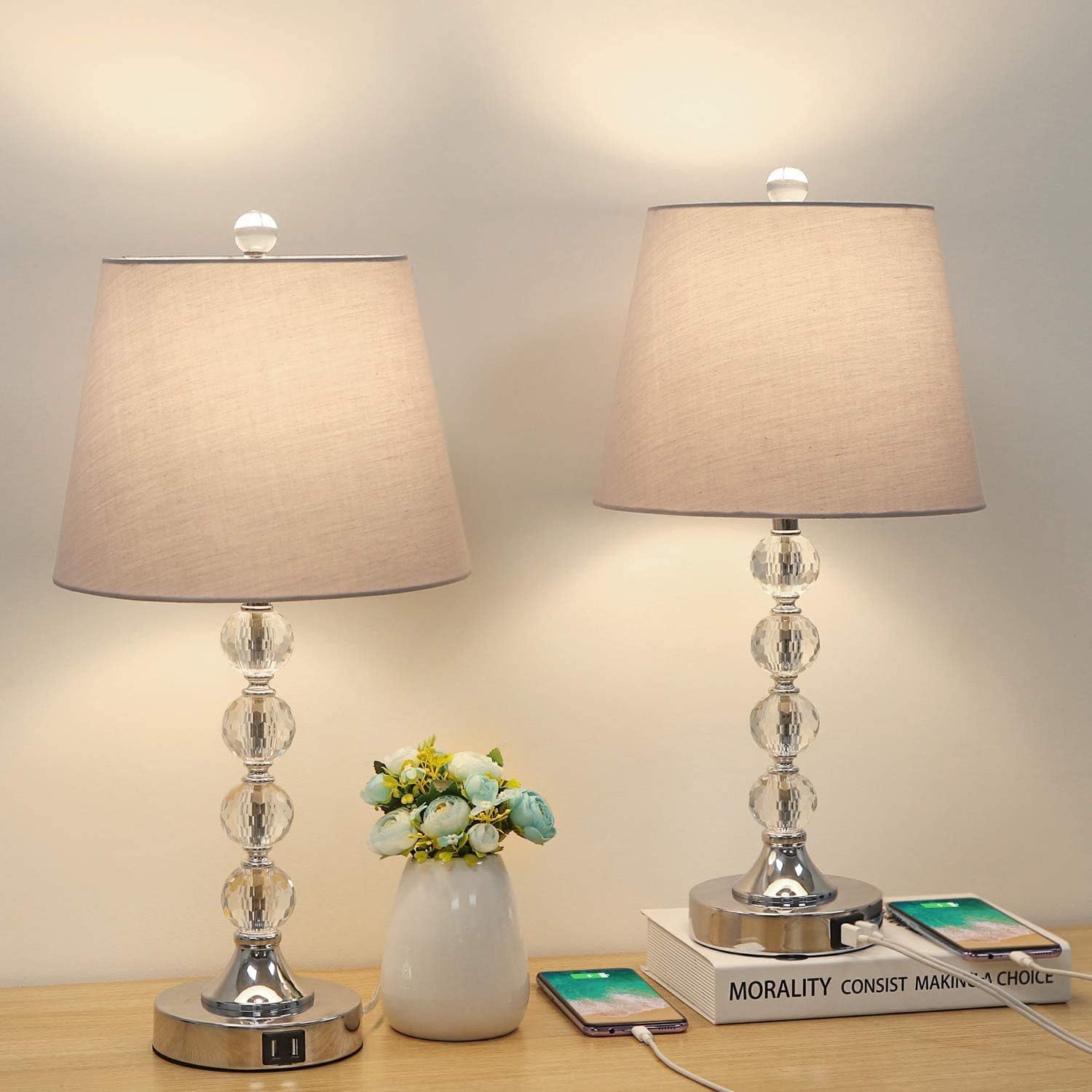 Amazon.com: Zermurd Crystal Table Lamp Set of 2, 3 Way Dimmable Touch