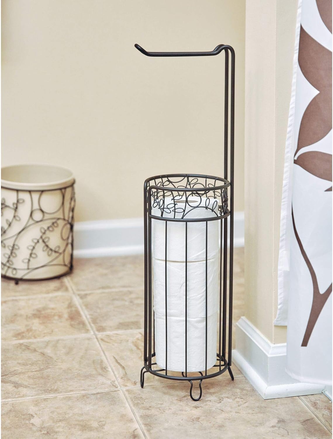 iDesign Twigz Steel Free-Standing Toilet Paper Storage Dispenser - 7" x 7" x 25", Bronze: Home & Kitchen