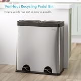 VonHaus 60L Double Kitchen Bin Stainless Steel 2 x 30L Removable Bins view 2