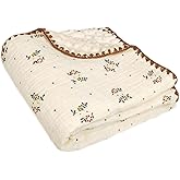 Gunnaicat Baby Muslin Cotton Thick Blanket Dotted Backing Double Layer Soft Newborn Receiving Blanket 40x40Inch Flower Pattern