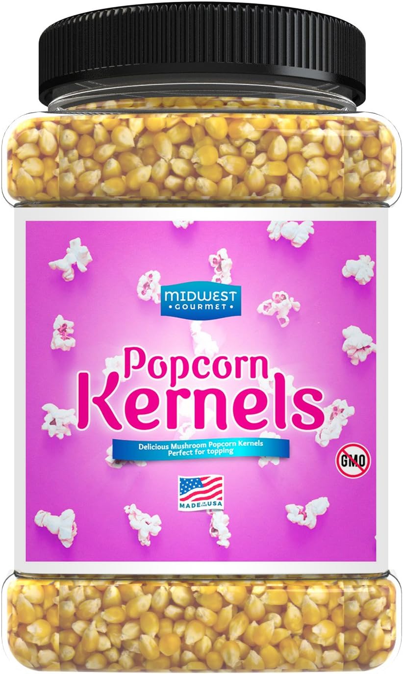 Popcorn Kernels by Midwest Gourmet, Carnival Style Large Mushroom Kernels that Stay Fresh & Taste Great that your Family is Guaranteed to Love! (5 Cups)