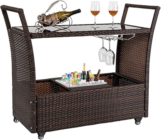 Image result for wicker bar cart