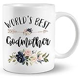 JRTW Godmother Mug, Godmother Coffee Cups Ceramic, World's Best Godmother Coffee Mug, Godmother Gift, Gifts for Godmother, Godmother Gifts for Christmas, Godmother Coffee Mug Gifts for Godmother
