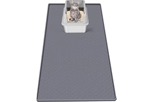 Bartuke Cat Litter Mat, Extra Large 51" x 25.6" Silicone Mat Litter Trapping Mat for Scatter Control, Soft on Kitty Paws, Easy to Clean (Dark Grey)