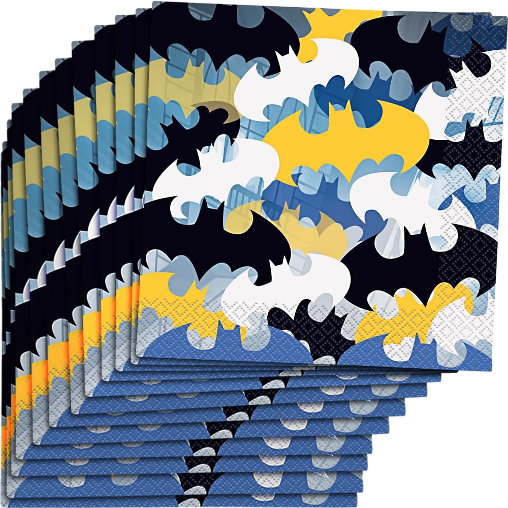 Bold & Dynamic Batman Luncheon Napkins (16cm) - Perfect for Superhero Theme Parties & Celebrations - 16ct