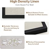 OWLKELA Linen Bulletin Board 60x40 cm Black Oak Frame Corkboard view 3