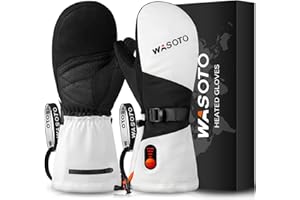 Heated Mittens Gloves for Women Men 7.4V Battery 22.2Wh Electric Rechargeable Waterproof Ski Gloves for Winter