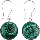 DEVMUKTI Natural Malachite Gemstone 925 Sterling Silver Dangle Earrings, Crystal Cabochon Earring, Handmade Jewelry, Birthstone Jewelry, Women Gift
