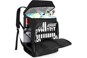 ITHWIU Cooler Backpack Insulated Leak Proof, Portable Lightweight Beach Travel Camping Lunch Backpack for Men and Women, Black