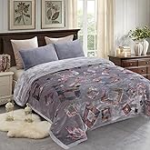 JML Plush Fleece Blanket 87" x 94", 10.5 Pounds Korean Style Mink Blanket King Size for Winter - Soft Thick Warm, 2 Ply A&B Printed Embossed Raschel (Grey Frames)