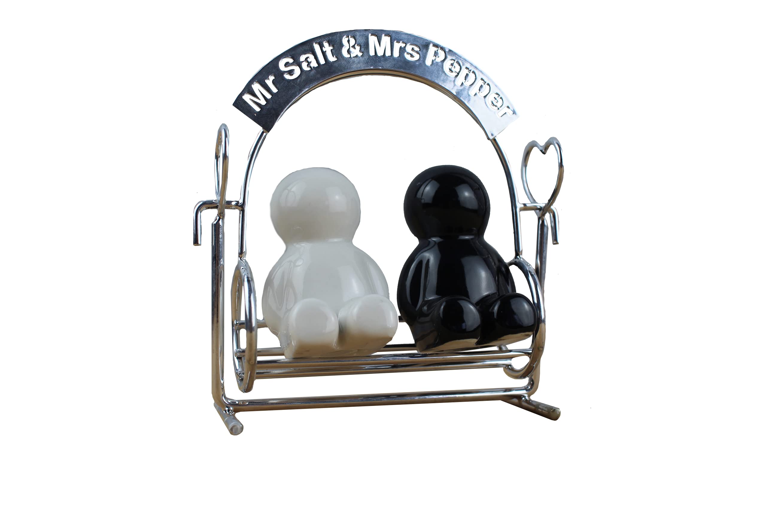 Winkee - Mr. Salt & Mrs Pepper Swing | White / Black Salt and Pepper Shaker, 13 x 8 x 12 cm
