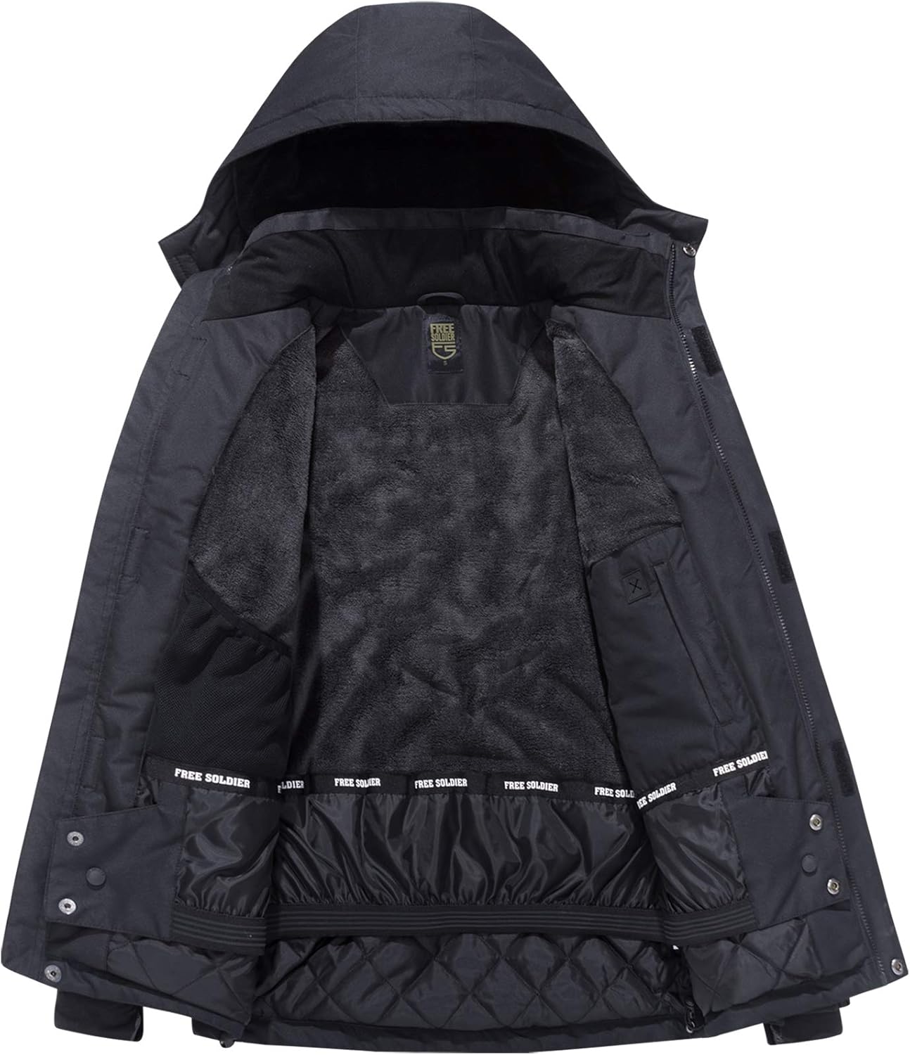 FREE SOLDIER Men's Waterproof Ski Snow Jacket Fleece Lined Warm Winter Rain Jacket with Hood : Clothing