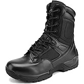 NORTIV 8 Mens Military Tactical Work Boots Hiking Side Zip Leather Outdoor Motorcycle Combat Boots Response