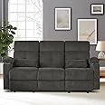 Consofa Reclining Sofa, Power Reclining Sofa with Heat and Massage, Power Recliner Couch 3 Seats with Extended Footrest, USB Ports, 3 Seater Reclining Sofa Couch Living Room Furniture (Grey)