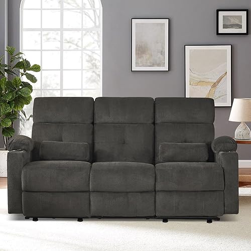Consofa Power Reclining Sofa with Heat and Massage, Electric Reclining  Couch with Extended Footrest, Wall Hugger Recliner Sofa Seater USB Ports  for