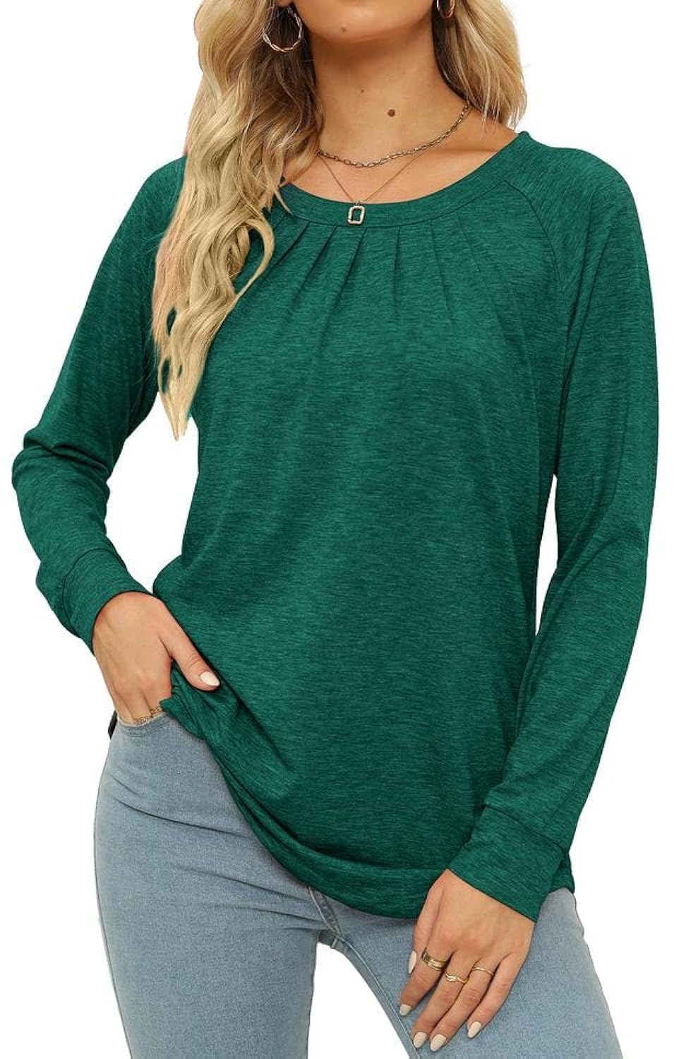 Trendy Tops for Women Long Sleeve Shirts Crew Neck