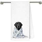 gsgfdshf Blue Chinoiserie Black Labrador Retriever Kitchen Towels 16x24 in, Black Lab Gifts, Grandmillennial Floral Blanket Dog Decorative Hand Tea Dish Towels for Bathroom Kitchen
