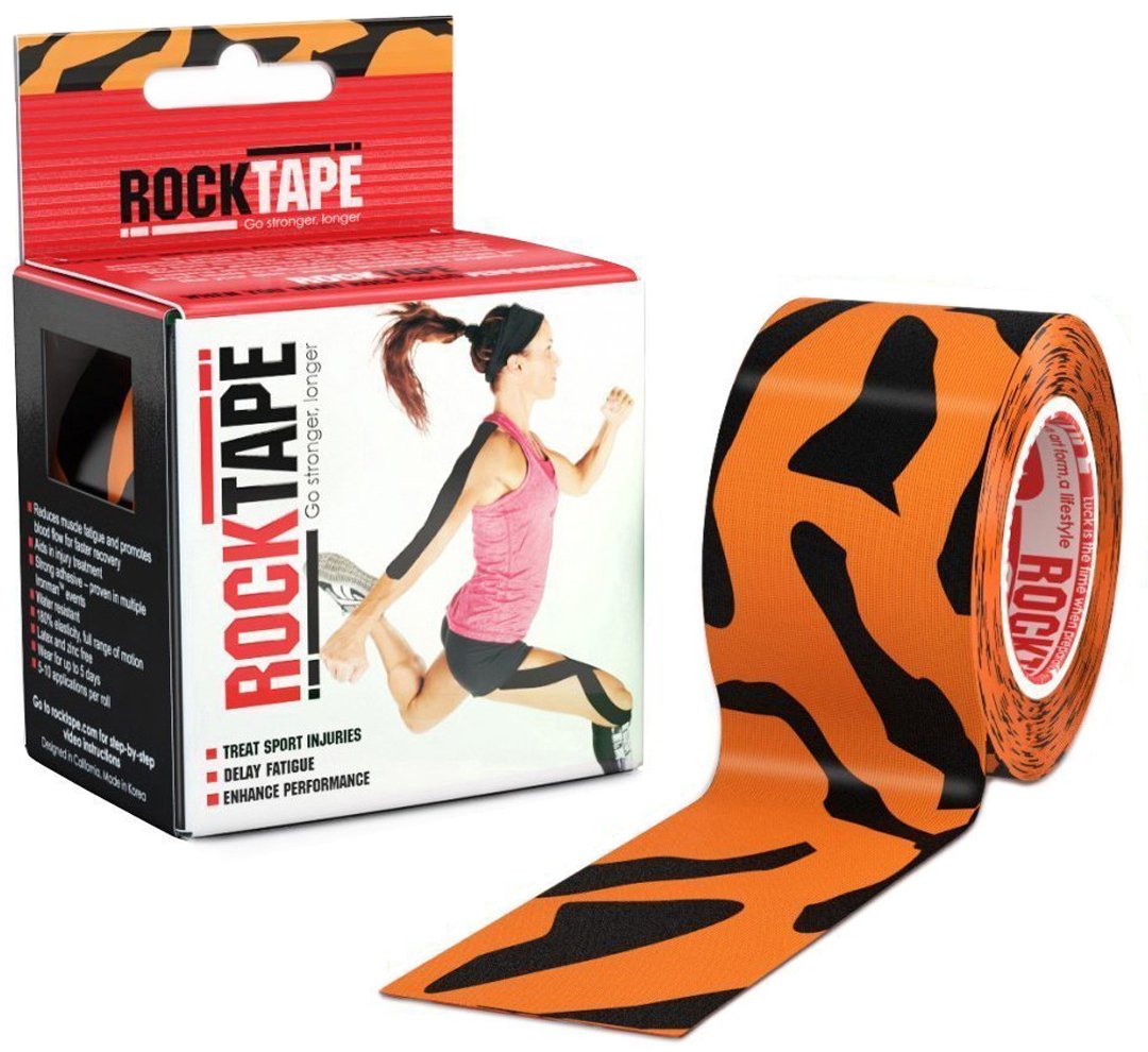 RockTape Unisex Uncut Std Kinesiology Tape (5cm x 5m Roll) - Elastic Therapeutic Sports Tape - Physio Sports Tape for Shoulder, Ankle, Elbow, Wrist, Shin Splints and Knee Support - Tiger