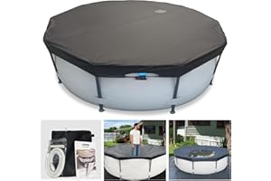 SIHAIAN 15 Ft Pool Cover with Automatic Drain Above Ground Pool Cover, Easy Installation Round Pool Cover Protector, Round Hot Tub Cover Ideal for hydrophilic and Dustproof Solar Pool Cover