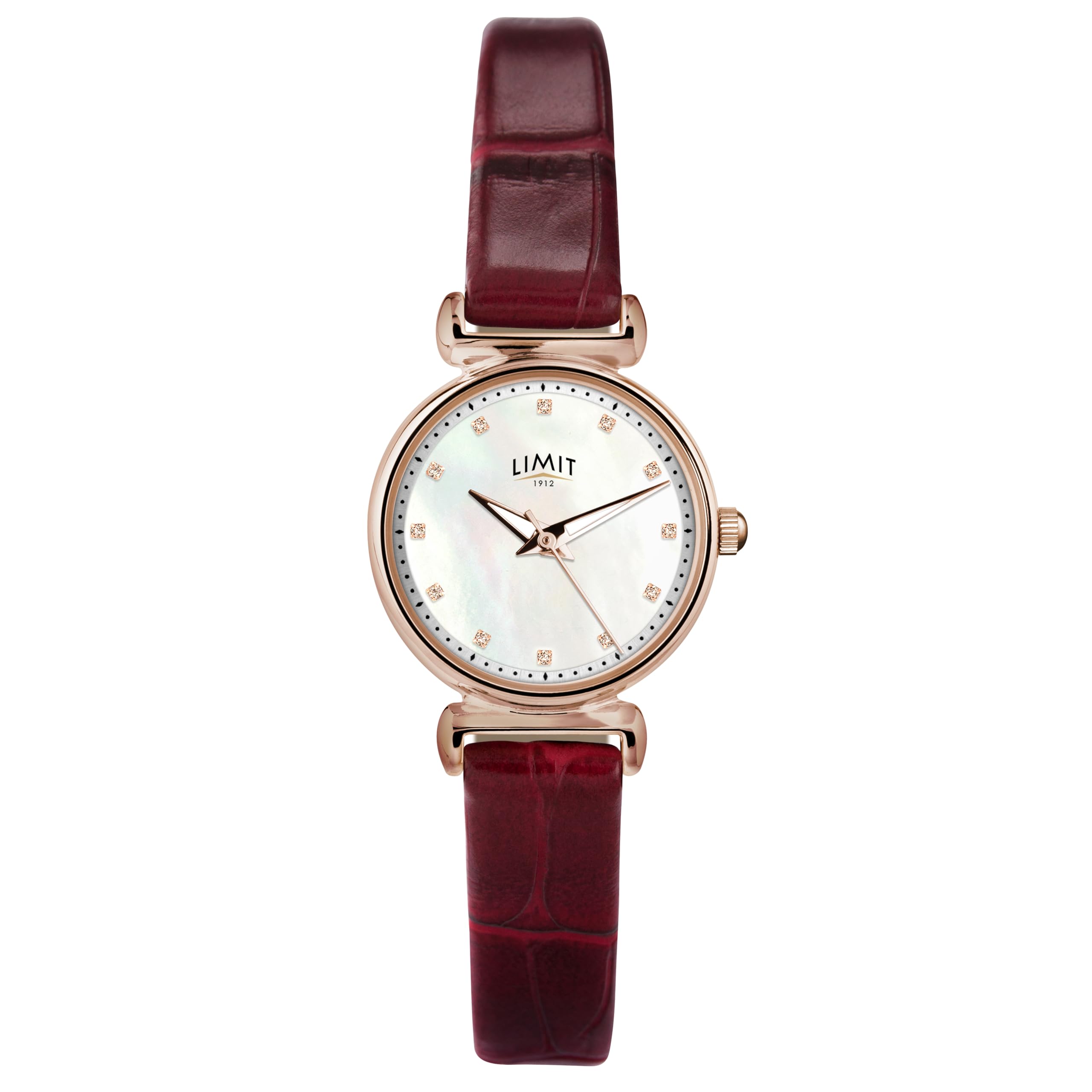 Limit Ladies Analogue Dress Watch with Mother of Pearl Effect dial and Strap 60043,Rosegold/Red