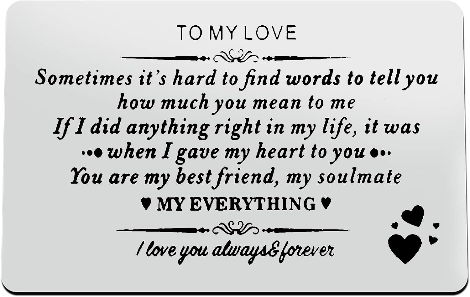 Anniversary Card Gifts for Boyfriend Husband Fiance Engraved Wallet Insert Card for Him Christmas Birthday Gifts Valentines Day Gifts I Love You Gifts for Him Boyfriend