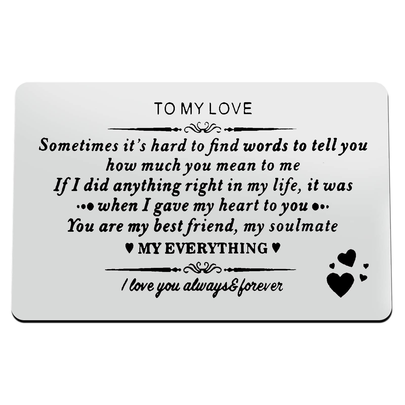 Anniversary Card Gifts for Boyfriend Husband Fiance Engraved Wallet Insert Card for Him Christmas Birthday Gifts Valentines Day Gifts I Love You Gifts for Him Boyfriend