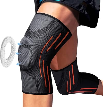 Gemschest Knee Support 2 Pack - Patella Gel Pads, Knee Sleeves Size L