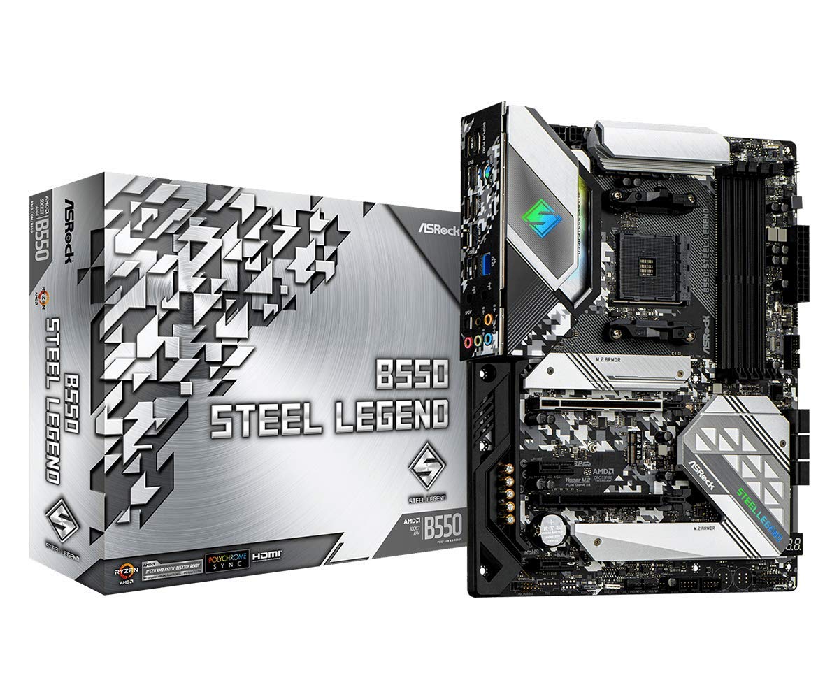 Asrock B550 Motherboard, Supports 3rd Gen AMD4 Ryzen, PCIe 4.0, B550 STEEL LEGEND