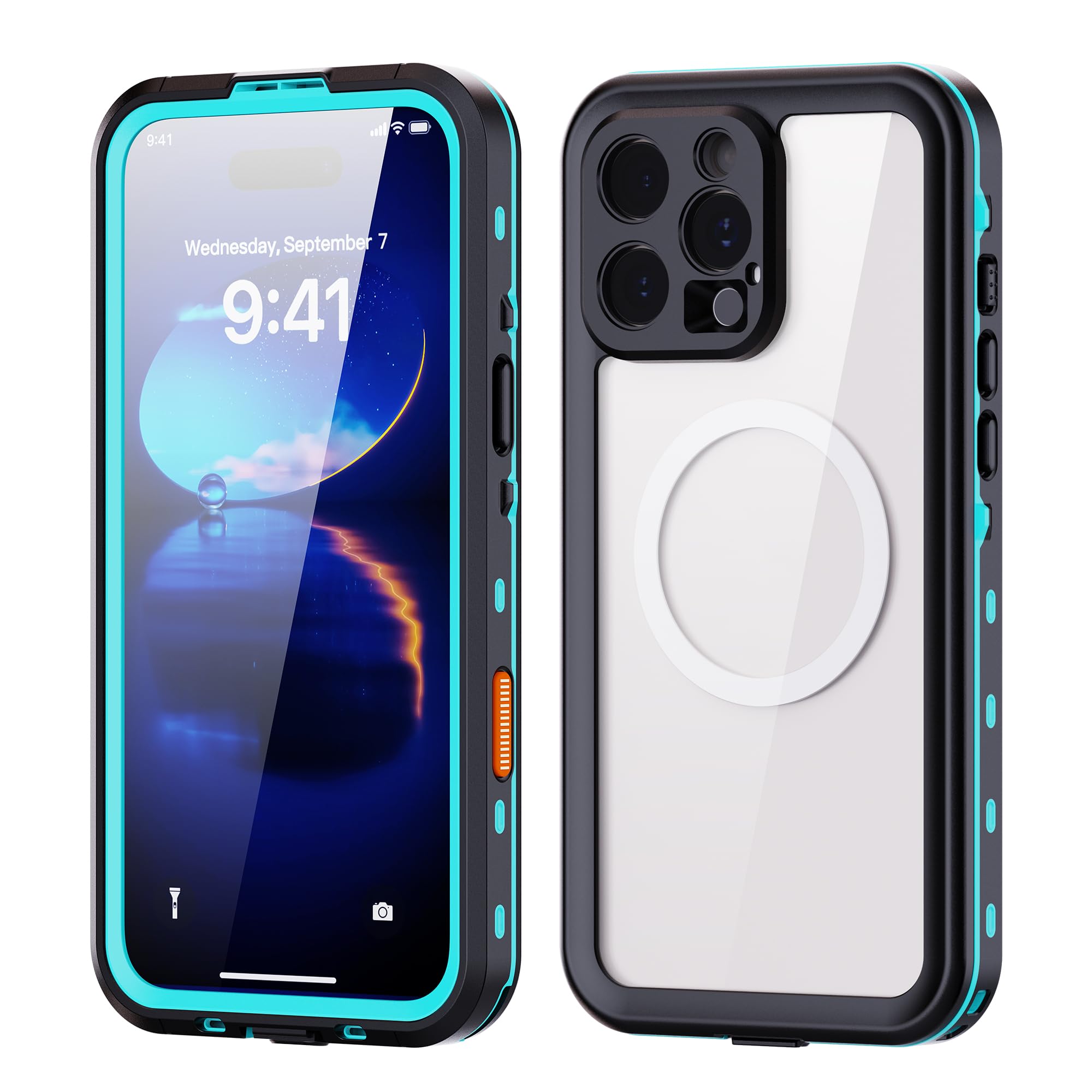 Comboproof For IPhone 16 Pro Case Waterproof, [Shockproof] [Dustproof] [IP68 Waterproof] Full-Body Hard Case Built-in [Lens Screen Protection] For Diving Case (Teal, For IPhone 16 Pro 6.3in