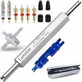 Lucstar R134A R12 A/C HVAC Air Conditioner Schrader Valve Core Removal Tool,Tire Valve Stem Tool for Car Bicycle Tyre RV Truck, Automotive Tools Wrench, 2 Schrader/Presta Valve Caps, 4 Valve Cores