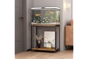 WOULHOMY 20 Gallon Metal Aquarium Stand with Shelves for Fish Tank Accessories Storage, Reptile Tank Turtle Terrariums Stand for Home Office (Black)