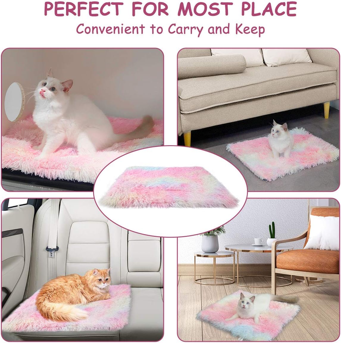 Chintu Cat Beds for Indoor Cats Machine Washable Cat Bed Mat Self-Warming 2-in-1 Pet Beds for Medium Small Dogs Plush Fluffy Dog Bed Faux Fur Cat Cushion Bed with Anti Slip Bottom : Pet Supplies