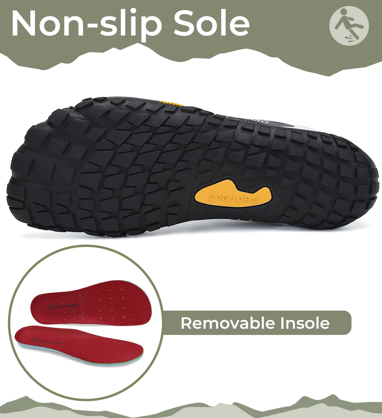 SAGUARO Barfuss Schuhe Damen Barfußschuhe Herren Zehenschuhe rutschfest Atmungsaktive Barefoot Shoes Indoor & Outdoor Barfussschuhe mit Breiter Zehenbox & Zero Drop Solhe, Upgrade Schwarz, 37 EU 4