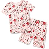 babee Reshinee Bamboo Viscose Toddler Girls Kids Short Sleeve Pajamas 5-6T Years Strewberry Cake Summer Cool Soft 2pcs Set Pjs Pyjamas Jammies