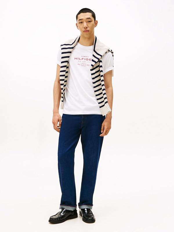 Herren T-Shirt Kurzarm Stack Graphic Tee mit Rundhalsausschnitt, Weiß (White), M — Foto 4 von 6