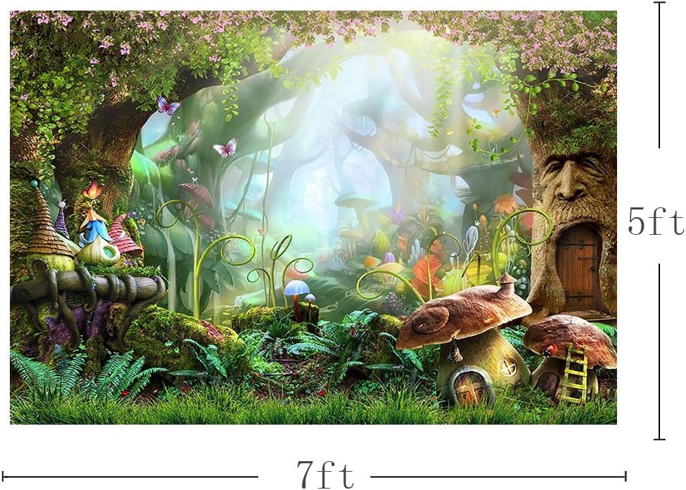 MEHOFOTO 7x5ft Photo Background Fairy Tale Enchanted Forest Birthday Party Decoration Banner Children Backdrops Props for Photography - Image 3