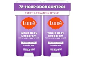Lume Deodorant Cream Stick - Underarms and Private Parts - Aluminum-Free, Baking Soda-Free, Hypoallergenic, and Safe For Sensitive Skin - 2.2 Ounce (Pack of 2) (Lavender Sage)