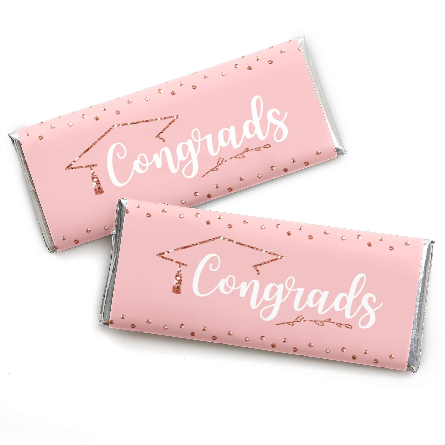Set of 24 Candy Bar Wrapper Graduation Party Favors Rose Gold Grad Favors  avenueeventgroup.com