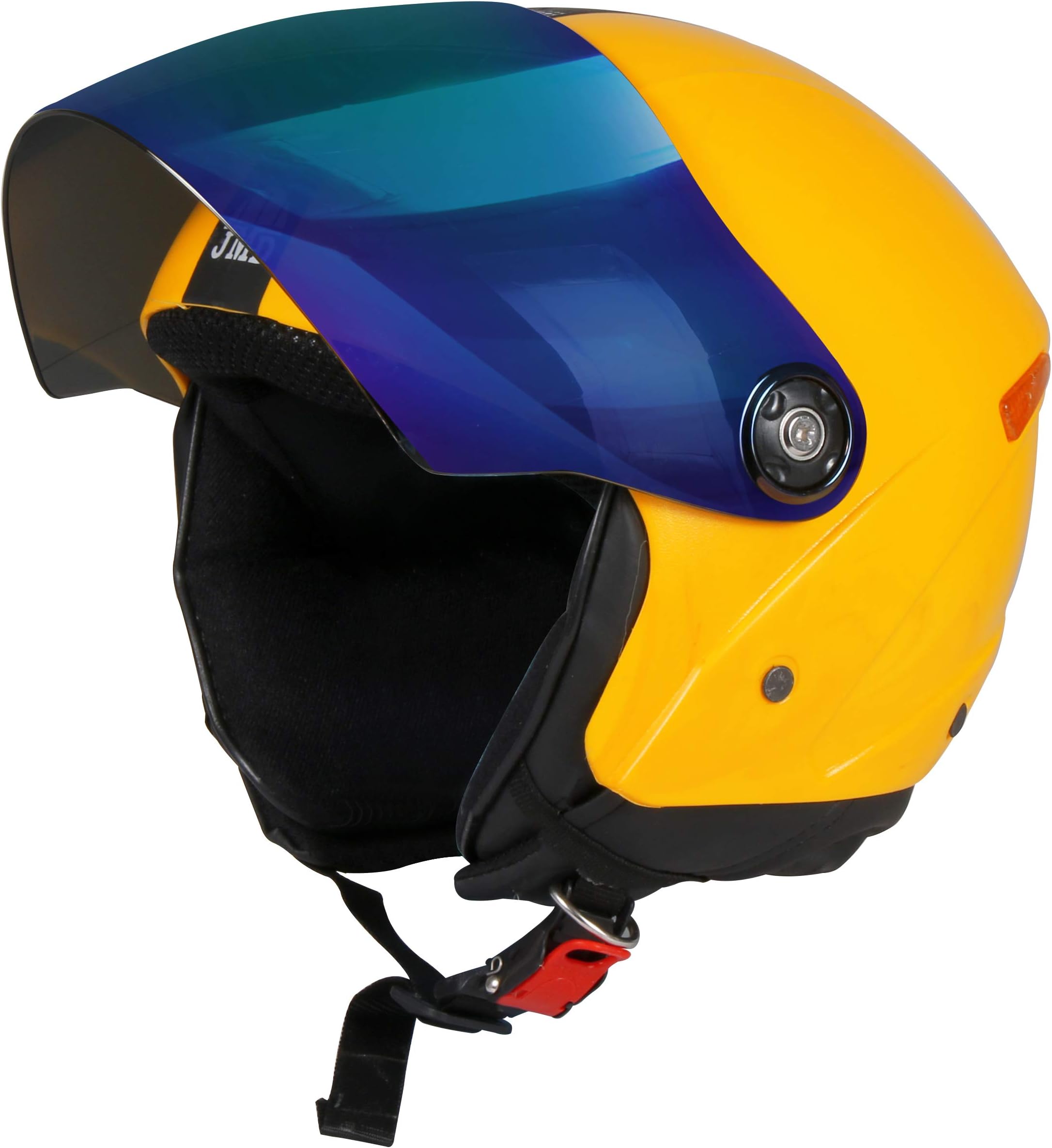 JMD HELMETS GRAND Premium Open Face Helmet With Mirror Visor (Yellow, Large)