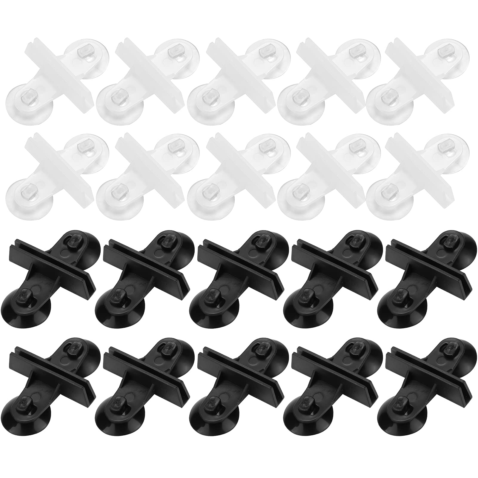 Pssopp 20 Pcs Silica Gel Suction Cup Holders for Aquarium Glass Cover Divider - Fish Tanks Separating Support Clips and Bracket
