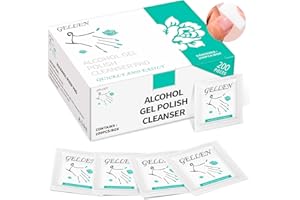 GELLEN Nail Cleanser Pads, 200 Pack Alcohol Prep Pads Nail Cleanser Wipes Remove Tacky Residue, Lint-free Glossy Wipes for Acrylic/Builder/Gel Polish Travel Individually Wrapped for Perfect Manicure