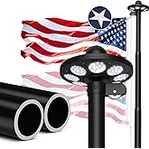 Larrik 10 Gauge Flag Pole for Outside House 120 MPH, Heavy Duty Flagpole Hardware Kit 3mm Thick with Solar Light, 20FT Black with 1 Flag for In Ground Use