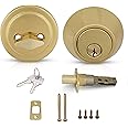 Honeywell Safes & Door Locks - Single Cylinder Front Door Deadbolt Lock Set - Anti-Bump Resistant Dead Bolt Lock for Exterior Doors with 2 Entry Keys - Polished Brass - 3 x 5 x 8.5 in - 8111009